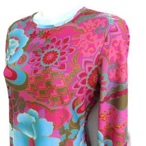 Vintage Sharon Anthony Flower Power Psychedelic Pullover Long Sleeve Crew USA